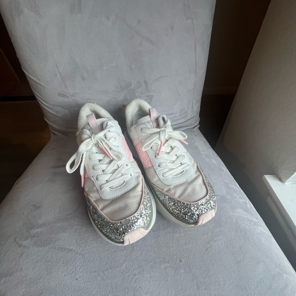 Kate Spade‎ White and Pink Glitter Sneakers - Picture 2 of 7